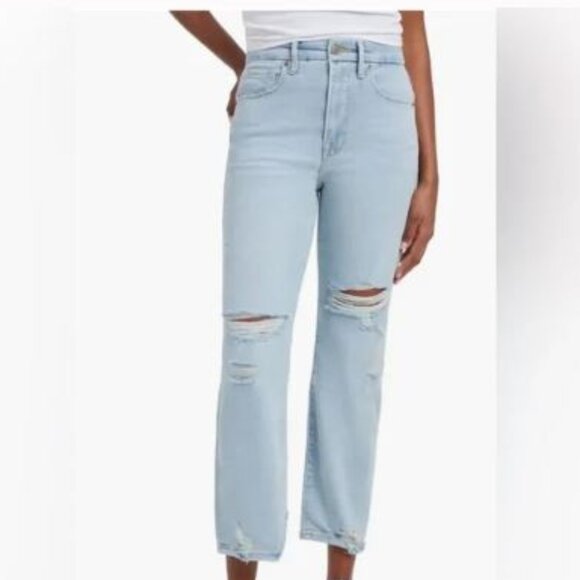 Good American | Good Boy Ripped High Waist Boyfriend Jeans Distressed Indigo 15 - Picture 12 of 12